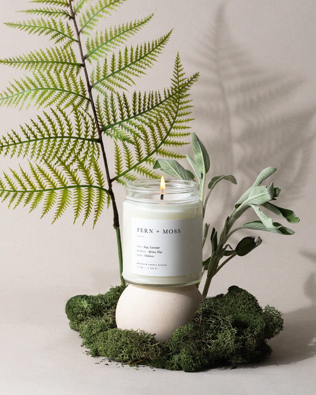 Fern + Moss Jar Candle Minimalist Brooklyn Candle Studio 